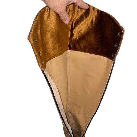 Turkish Soul Vintage Womens Boots Size 37 Brown Over The Knee Embroidered - Picture 14 of 16